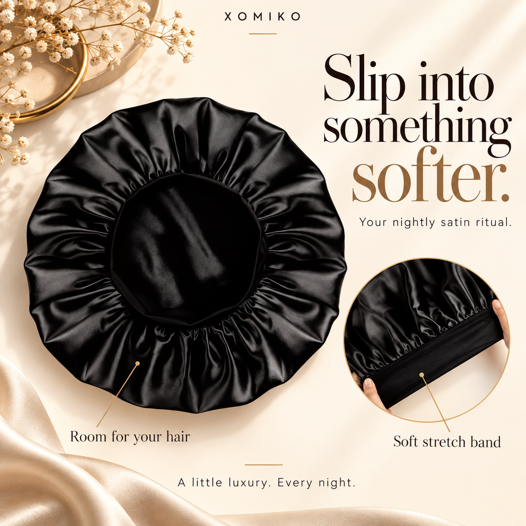 Xomiko Heatless Curling Set — Overnight Curls with Satin Sleeping Cap