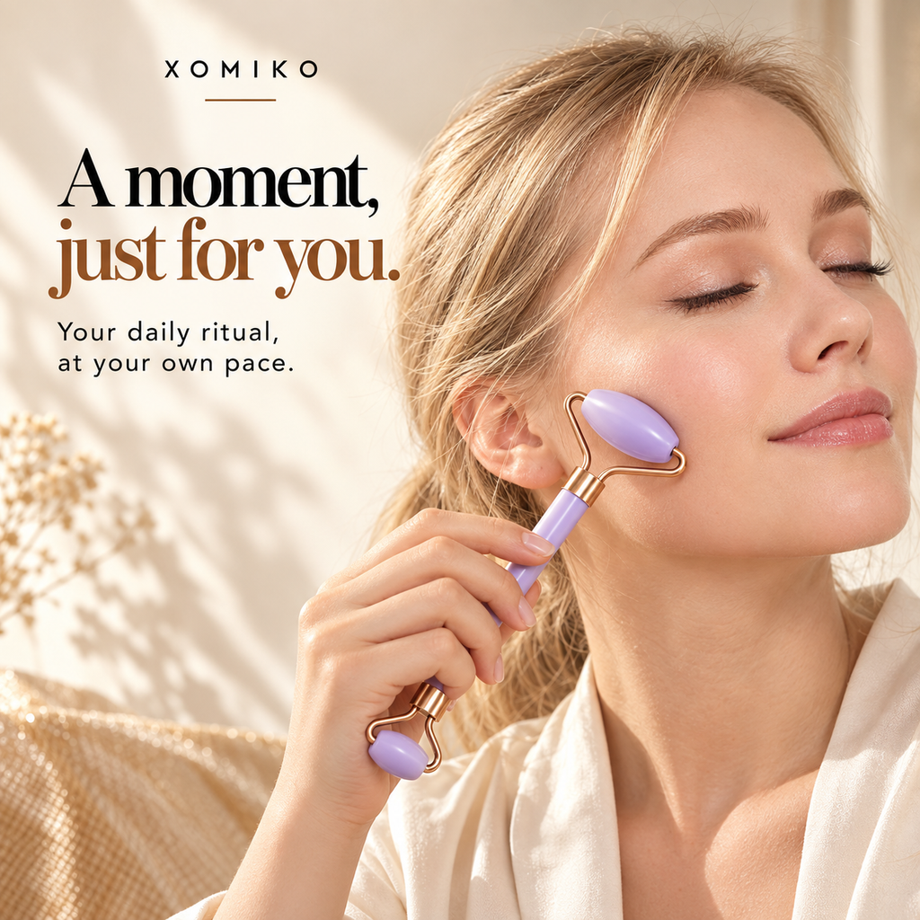 Xomiko Face Roller & Gua Sha Set — Two-Size Roller and Heart Board