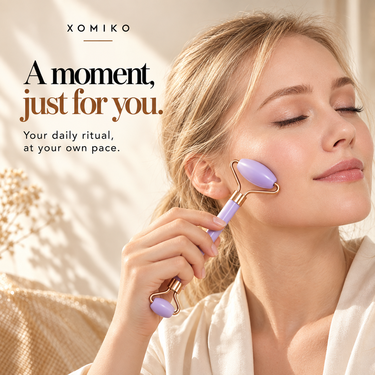 Xomiko Face Roller & Gua Sha Set — Two-Size Roller and Heart Board