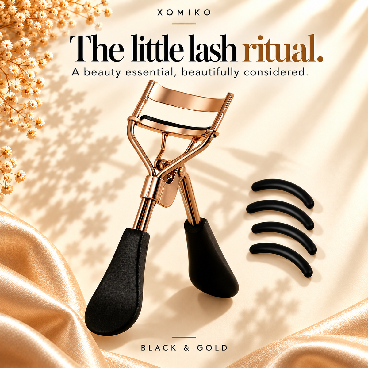 Xomiko Eyelash Curler — Stainless Steel with 15 Silicone Pads