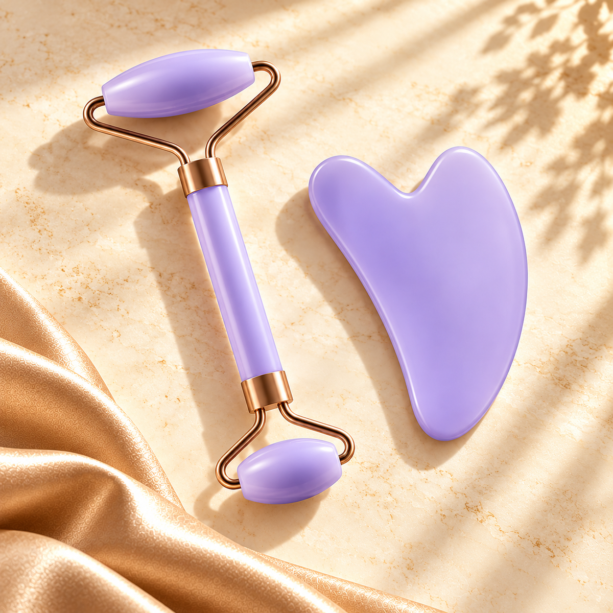 Xomiko Face Roller & Gua Sha Set — Two-Size Roller and Heart Board