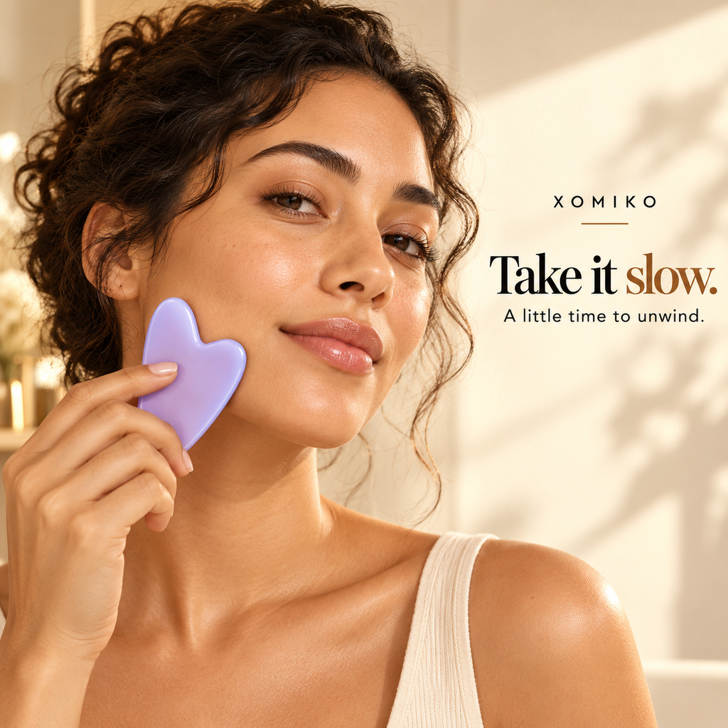 Xomiko Face Roller & Gua Sha Set — Two-Size Roller and Heart Board
