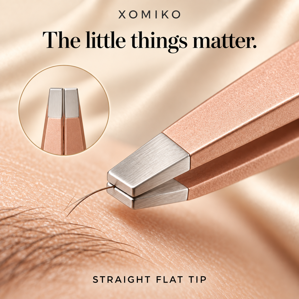 Xomiko Tweezer Set — Four Steel Tips for Brows and Strays
