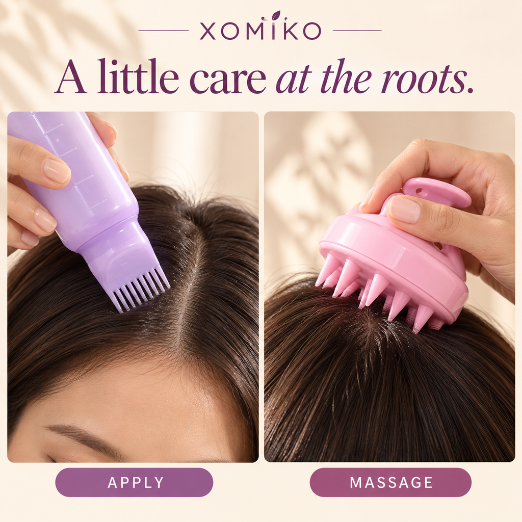 Xomiko Root Comb & Applicator Bottle — Scalp Oil Treatment Set