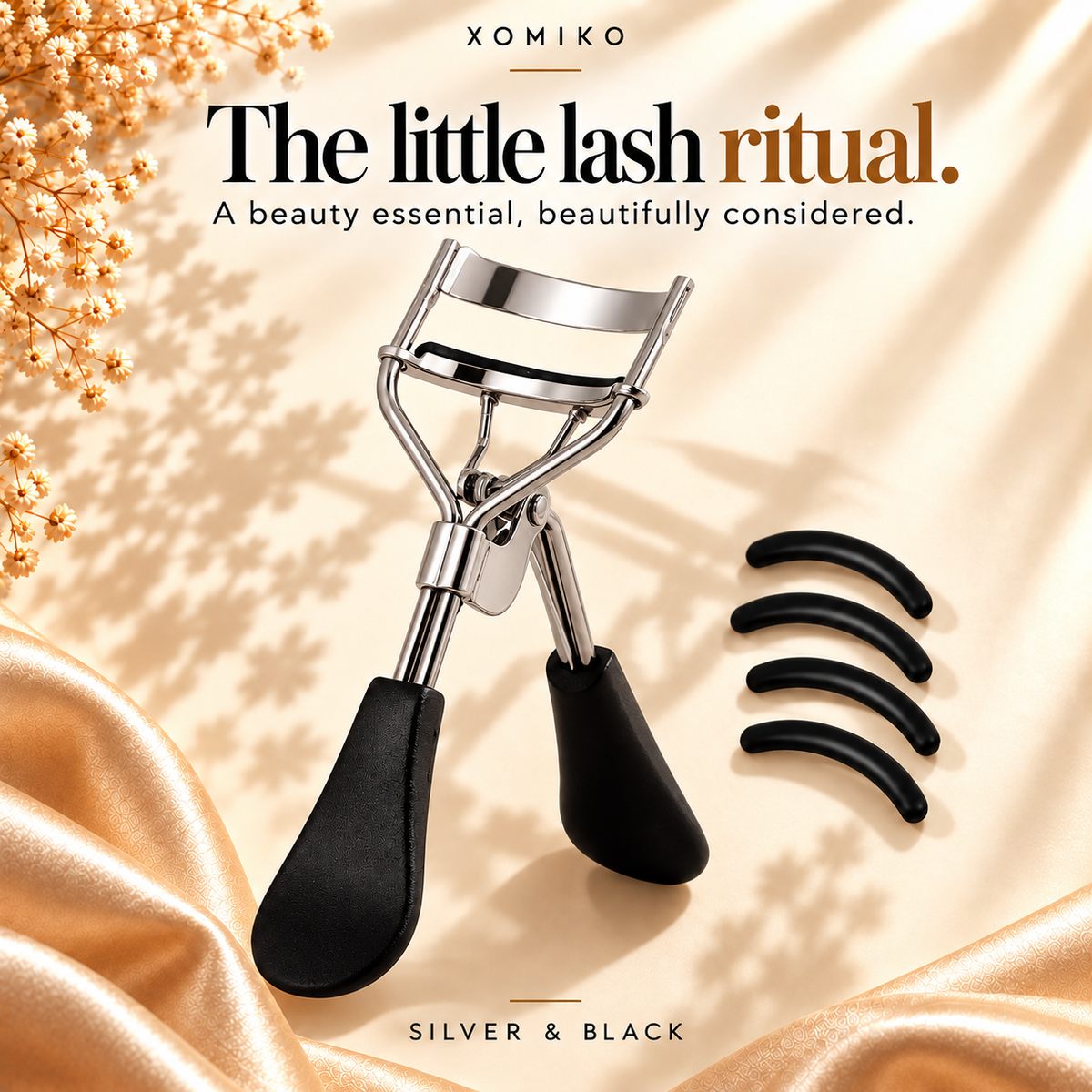 Xomiko Eyelash Curler — Stainless Steel with 15 Silicone Pads