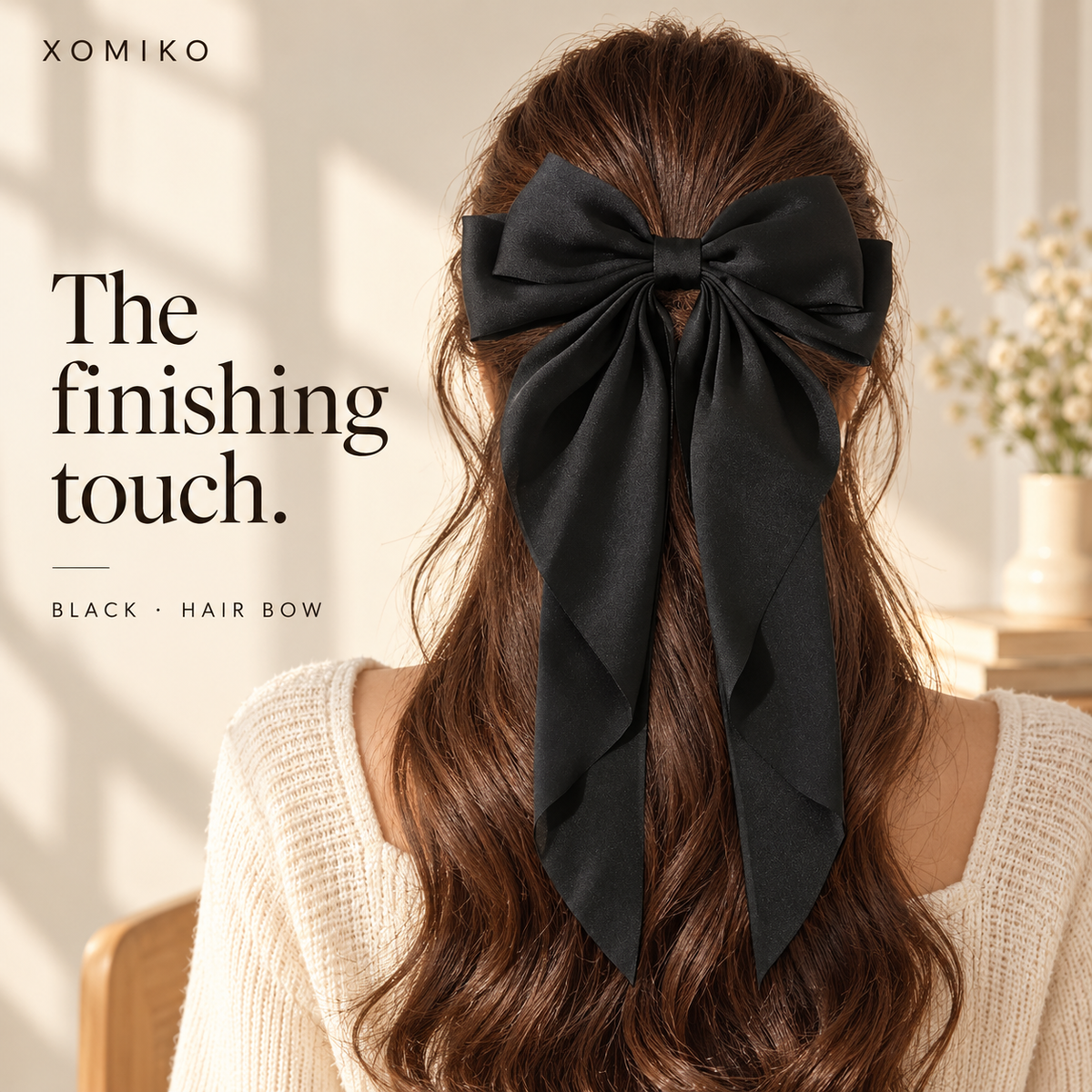 Xomiko Satin Ribbon Bow Clips — Long-Tail Bows