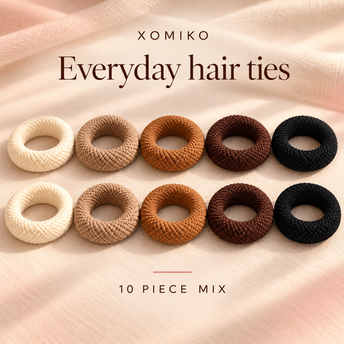 Xomiko everyday scrunchies — thick, stretchy fabric hair ties in a multipack