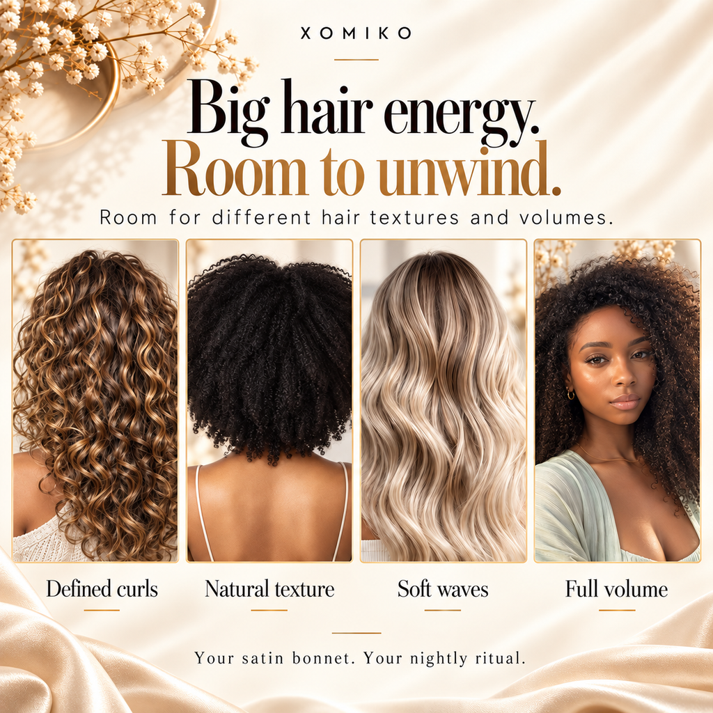 Xomiko Heatless Curling Set — Overnight Curls with Satin Sleeping Cap